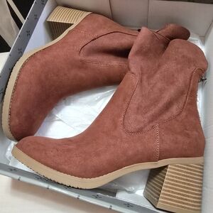 Women's Suede Ankle Boots - Mahogny